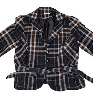 Rickis Fall Plaid Belted Blazer Size 18